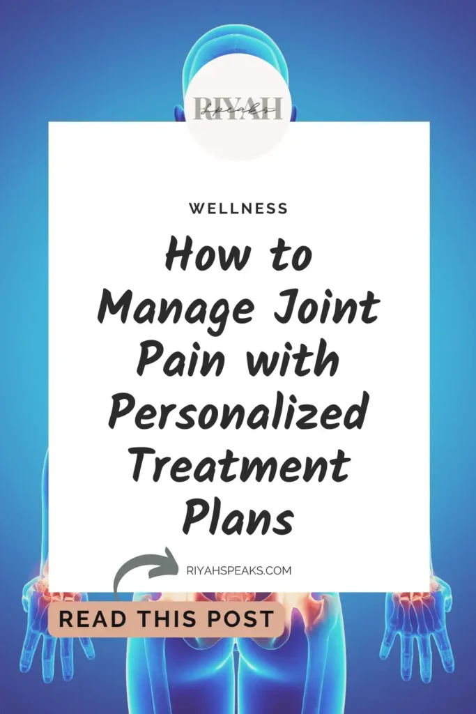 Shot of a senior man on a manual treatment for knee pain by Nastastic on Getty Images. There is a white box with Bold black writing which states How to Manage Joint Pain with Personalized Treatment Plans. This image is for pinning on Pinterest.