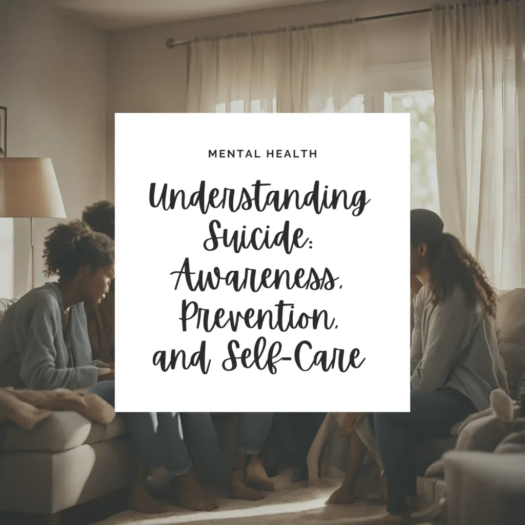 A photo of a group of friends supporting someone with a mental health crisis. This image was generated using AI on Canva. 